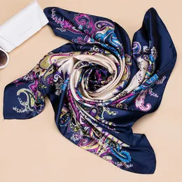 Scarf Silk Satin Kvinnor Sommar Square Small Bag Wrap Bohemian Retro Ladies Scarves Indian Muslim Islamic Kerchief Headband Hats d