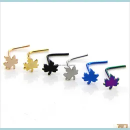 8 Styles 316L Surgical Steel L -formad stud Maple Spider Skull Head Ring Piercing 6st Lot XLXYL RINGS PULLS AX1GR