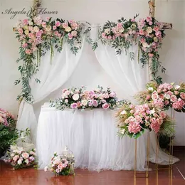 Party Wedding Arch Decor Flower Ball Okno Sztuczne Ścienne Układ Event Stage Tło Wiersz Tabela Centerpiece 210706