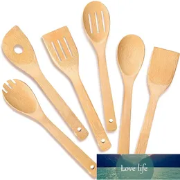 Wielokrotnego użytku Drewniane przybory kuchenne Sztućce Organic Spatula Pan Widelec Łyżki Zestaw Narzędzia Naczynia Narzędzia Sztuczne Kuling Bamboo Kuchnia Naczynia Cena Factory Expert Design