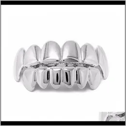 Grillz, Dental Body Drop Delivery 2021 Grillz Set Gioielli Hip Hop da uomo di alta qualità Denti placcati in oro reale Griglie Fashion Design Oehsv