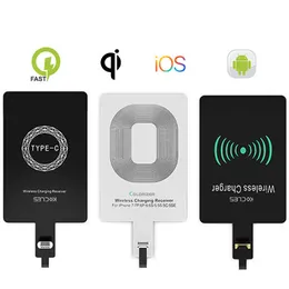 Carro micro USB Tipo C Universal Adaptador de carregador sem fio rápido para Samsung Huawei para iPhone para Android qi sem fio Receptor de carregamento sem fio