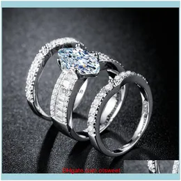 Pierścienie zespołowe biżuteria2021 Women Sier Wedding Ring