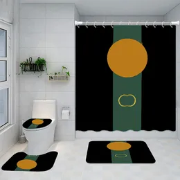 Striped Printed Bath Gardiner Mode Badrum Dekoration Brev Non Slip Mats Personlighet Vattentät Dusch Gardiner