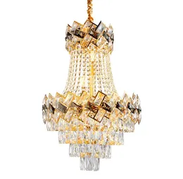 Modern Led Luxury Golden Color European Top K9 Champagne Crystal Chandelier Light Hotel Hall Vardagsrum Matsal AC 110-240V