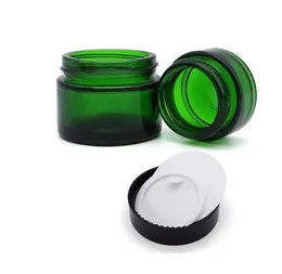 Зеленая стеклянная бутылка косметика для губной губной губной губной мазю Круглый пробирки PP накладки 20 г 30 г 50 г