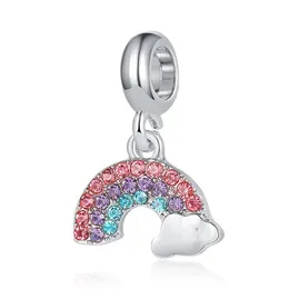 Serve para pulseiras Pandora 20 pçs Color Crystal Rainbow Clouds Pendant Charms Beads Silver Charms Bead Para Mulheres Colar Europeu DIY Jóias