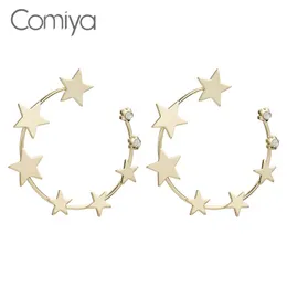 stud comiya feminino boucle d'Oreille Femme Gold Color Fashion Crystal Mosaic Star Starm