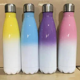 500ml Stainless Steel Thermal Cup Coffee Vacuum Insulated Flask Travel Portable Cups Gradient Colors Thermos Mug Water Bottles BH5685 TYJ