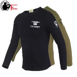 US Army Tactical Wojskowy Styl T-Shirt Mężczyźni Tshirt Bawełna Roumd Neck Slim Fit Mięsień Z Długim Rękawem T Koszulki Navy Tee Top Male 210518