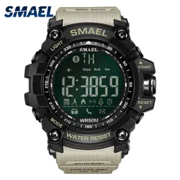 Men Digital Sport Male Clock Smael Brand Kahki Style Bluetooth Link Led Wrist Watches Mens Chronograph Auto Date Watches 1617b Q0524
