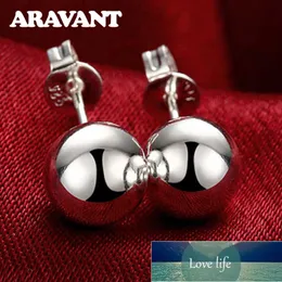 925 Plata 8 MM / 10 MM Pendiente del perno prisionero de las mujeres Pendientes de bola redondos lisos Joyería de plata de moda Precio de fábrica diseño experto Calidad Último estilo Estado original