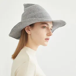 ハロウィーン魔女スタイルの帽子シビリンフリュガルワイドブリムソリッドハットファッション女性特別カンパニオードラージキャップ6色混合卸売