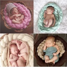 Handmade twist recém-nascido fotografia adereços tapete bebê menina recebendo cobertores menino dormir tapete tapete fofo pendado toalha rastejar 210413