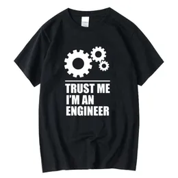 Xinyi Mäns T-shirt Högkvalitativ 100% bomull Män t-tröjor Lita på mig, jag är en ingenjör T-shirts O-Neck Topstees Funny 210629