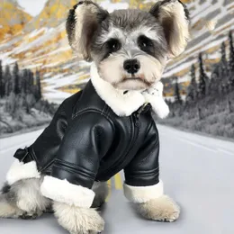 Roupas para cães de inverno personalidade moda casual jaqueta de couro para animais de estimação ao ar livre casacos quentes para cachorros hip hop punk animais de estimação agasalhos