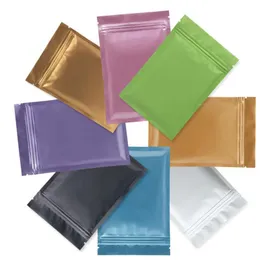 100pcs/lot Colorful Aluminum Foil Zipper Packaging Bags Reuseable Plastic Self Sealing Packing Pouch Smell Proof Storage Bag for Food Tea Coffee