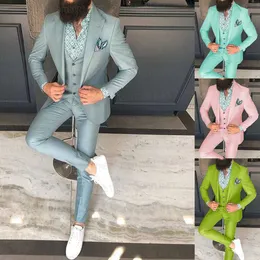 Mężczyźni Slim Fit Garnitury 3 Kawałki Dostarczane Oversize Men Blazer Dress Groom Wedding Man Suit 2021 Moda Tuxedo Kamizelka Kamizelka Zestaw X0909