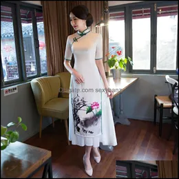 Ubrania etniczne odzież w szanghaju historia Wietnam Aodai chińska tradycyjna chińska sukienka qipao długa cheongsam nowoczesna dostawa kropli 2021 kvjql