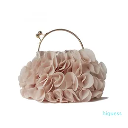 Designer- Women Shoulder Bags Fashion Handbags Flower Cute Bag Solid Champagne Floral Bride Totes Trendy Casual Day Clutch