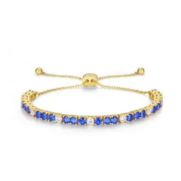 Hot Sell Women Bracelet Wholale Gold Plated Adjustable Blue Spinel Tennis Bracelets