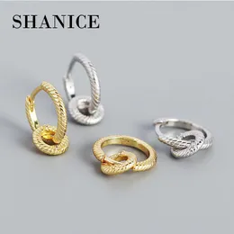 Hoop Huggie SHANICE Cross-border europeo S925 Sterling Silver Ins Metal Wind Circle Turning Retro Exagerated Ear Buckle Earrin