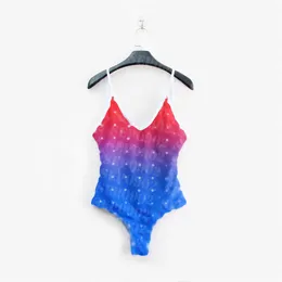 Farbverlauf-Badeanzug, sexy rückenfreier Badeanzug, Designer-Briefdruck-Bademode für Damen, hohe Taille, Strandkleidung