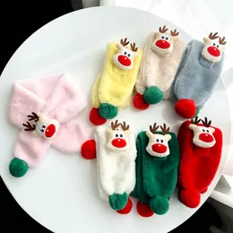 Barns julscarf vinter varm plysch förtjockar halsduk tecknad hjort jul mäns och kvinnors baby halsduk