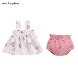 Mudkingdom 귀여운 아기 소녀 bloomer 복장 여름 과일 탱크 탑 세트 민소매 2pcs 복장 210615