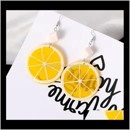 Dangle & Chandelier Delivery 2021 Womens Yellow Lemon Slice Fruit Lovely Earrings Simple Vacation Style Fashion Jewelry Cute Korean Drop Earr