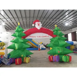 High quality Wholesale customized outdoor artificial inflatable christmas tree arch with santa old man and gift box for festival event decoration
