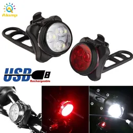 Bicycle Light USB Rechargeable Torches Front Back Rear Taillight 3 COB 4 Modes Bike Lights Waterproof Cycling Safety Warning Lamp