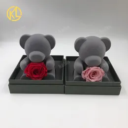 Decorative Flowers & Wreaths 1 Set The Valentine's Day Gift Box For Ture Lover Sweet Lovely Bear With Nice Preserved Rose Flower