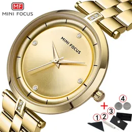 ミニフォーカスウォッチ女性トップブランド豪華なミニマリズムゴールド女性クォーツ時計ステンレススチール超薄い女性腕時計210527
