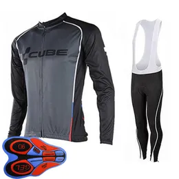 Spring / Autum Cube Team Mens Cykling Jersey Set Långärmade T-shirts och byxor Suit MTB Bike Outfits Racing Cykel Uniform Outdoor Sports Wear Ropa Ciclismo S21052823