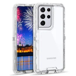 Przezroczyste zbroję Defender Połączenia telefoniczne dla Samsung Galaxy S22 S21 S20 S23 Ultra Trzy Warstwowe Clear Ochronne Ochrona Ochrony Ochrony S8 S10 S23Plus Note 20