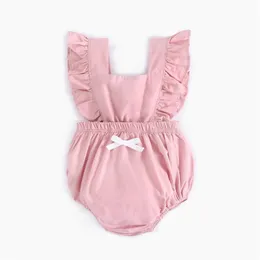 Baby Girls Romper Toddler Latające rękawy bawełniane backless backeny nowonarodzone dziewczęta kombinezon 1332 b3