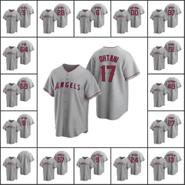 Uomo Donna Gioventù #5 Albert Pujols 28 Andrew Heaney 17 Shohei Ohtani 27 Mike Trout Maglia da strada grigia personalizzata