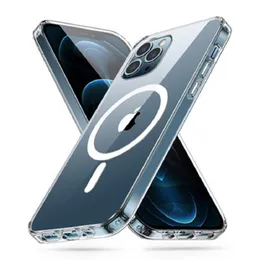 Novo Adequado para iPhone13 Transparente Magnetic Mobile Phone Case Magsafe Apple 12Pro Magnetizador Sem Fio 11 Capa protetora