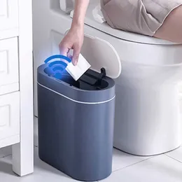 Smart Sensor Pattumiera Elettronico Automatico Domestico Bagno Toilette Camera da letto Soggiorno Cestino a cucitura stretta impermeabile 210728