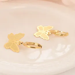 skytalenbao Dangle & Chandelier 18 K Solid Fine Yellow gold G/F Luxury Butterfly Charm Earring Fashion Women Girl Jewelry Gift pretty