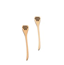 2021 Wooden Honey Coffee Spoon Long Mixing Bee Tools Stirrer Muddler Stirring Stick Dipper Wood Carving Spoons