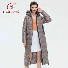 HaiLuoZi Women's Winter Coat Lengthened Style Women Thick Jacket Hooded Fashion Unique Design High-quality Cotton Parker 6022 211130