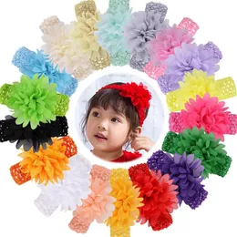 Baby Girls Flower Headbands Chiffon Soft Stretch Hairbands för nyfödda Spädbarn Småbarn Barn Hårtillbehör Headwrraps KImter-W56F