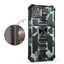 Camouflage Shockprooof Cell Phone Cases Cover with Bracket for iPhone 13 12 Mini 11 Pro Max X Xs Xr 8 7 6S Plus SE2020 Samsung Galaxy S21