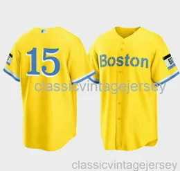 Dustin Pedroia #15 Gold Baseball Jersey XS-6XL Stitched Men Women Youth baseball Jersey