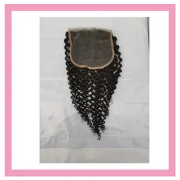 Kinky Curly 5x5 Lace Closure Baby Hair Brazylian Virgin Hairs Extensions Pięć na pięć zamknięć Środek trzy wolne część