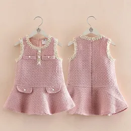 Girls Winter Dresses Autumn 2-8 9 10 Years Child Cute Kids Sleeveless Little Sundress Baby Girl Tank Dress With Lining 210529