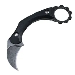 EDC Pocket Karambit Claw Knife 9Cr18 Stone Wash Lama Full Tang G10 Manico H5422