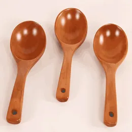 Natural Wooden Soup Rice Spoons For Wedding Party Home Kitchen Dining Hotel Restaurant Flatware Supplies